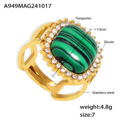 Natural Stone Halo Open Ring