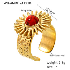 18K Gold-Plated Sunflower Color Accent Open Ring