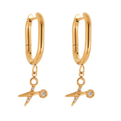 18K Gold-Plated Cubic Zirconia Charm Hoop Designs