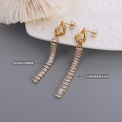 Cubic Zirconia Fine Chain Tassel Earrings