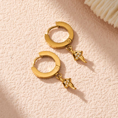 Cubic Zirconia Geometric Drop Hoop Earrings