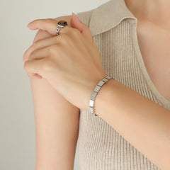 18K Gold-Plated Lettered Square Link Bracelet