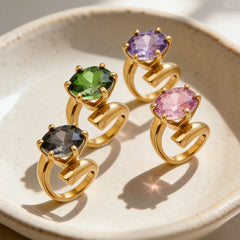 Colorful Cubic Zirconia Sculptural Ring