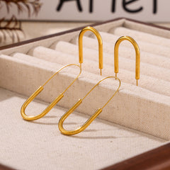 18K Gold-Plated Paperclip-Shape Drop Earrings