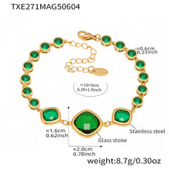 Gold-Tone Square Glass Link Bracelet