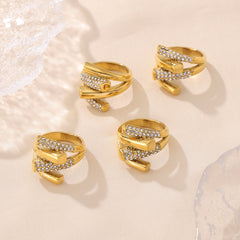 Sparkling Sculptural Crossover Ring