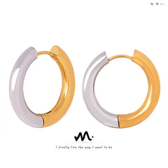 Two-Tone Rounded Hoop Earrings
