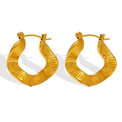 18K Gold-Plated Wavy Textured Hoop Earrings
