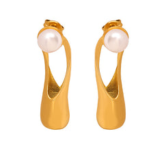 Freshwater Pearl Sculptural Long Stud Earrings