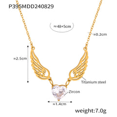 Winged Heart Cubic Zirconia Pendant Necklace