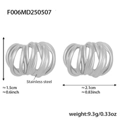 Wrapped Multi-Loop Stainless Steel Hoop Earrings