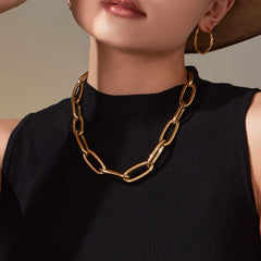 18K Gold-Plated Oval Link Necklace or Bracelet