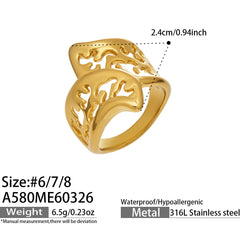 Sculptural Openwork Floral Stainless Steel Ring