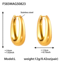 Polished U-Shaped Stainless Steel Hoop Earrings