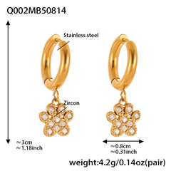 Cubic Zirconia Paw Charm Hoop Earrings