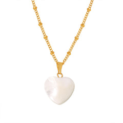 18K Gold-Plated Shell Heart Pendant Necklace