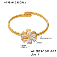 Cubic Zirconia Flower Open Ring