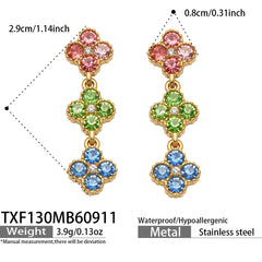 Color Cubic Zirconia Four-Petal Flower Jewelry