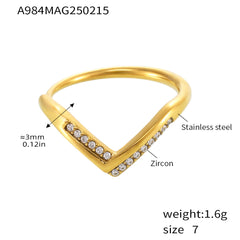 V-Shaped Cubic Zirconia Open Ring