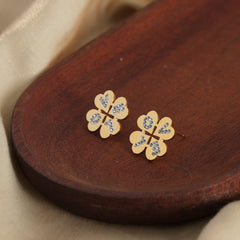 Clover Stone-Accent Stud Earrings