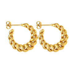 Twisted Open C-Shaped Brass Hoop Earrings