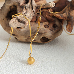 Geometric Ball-Drop Lariat Necklace