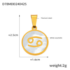 Gold-Tone Shell Zodiac Pendant Charm