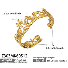 18K Gold-Plated Ocean Openwork Bangle