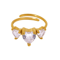 Triple Heart Cubic Zirconia Open Ring