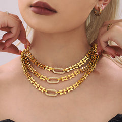 Cubic Zirconia Horseshoe-Link Necklace or Bracelet