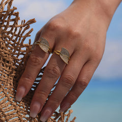 Cubic Zirconia Leaf Open Ring