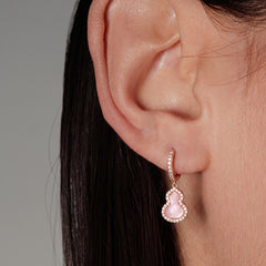 Nicolette Dainty Pink Mother-of-Pearl Pavé Gourd Stud Earrings