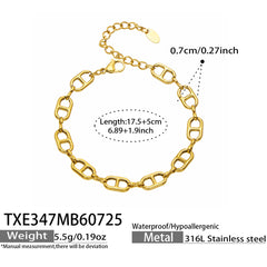 18K Gold-Plated Rectangular Link Necklace or Bracelet
