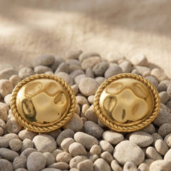 18K Gold-Plated Hammered Disc Stud Earrings