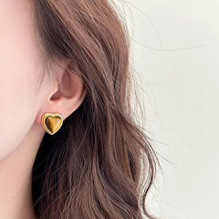 Nicolette Tiger-Eye Heart Stud Earrings