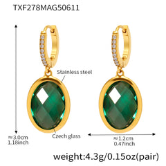 Faceted Oval Czech Glass Drop Earrings