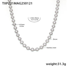Cubic Zirconia Round-Link Necklace & Bracelet