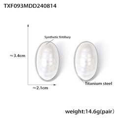 18K Gold-Plated Oval Mother-of-Pearl Jewelry