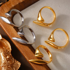 Sculptural Seed-Shaped Open Ring