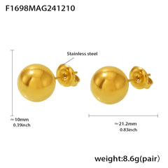 18K Gold-Plated Sculptural C-Hoop and Ball Stud Earrings