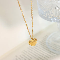 18K Gold-Plated Polished Heart Pendant Necklace