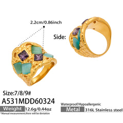 Colored Stone Openwork Statement Ring