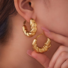 18K Gold-Plated Twisted Hoop Earrings