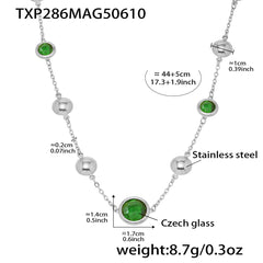 Faceted Glass Round Station Necklace
