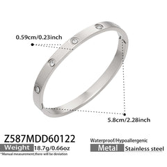 Cubic Zirconia Geometric Clasp Bangle Bracelets