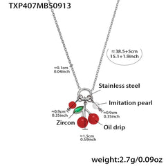 Cherry Enamel Cubic Zirconia Jewelry