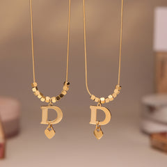 Letter D Heart Charm Necklace