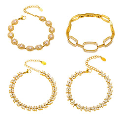 Cubic Zirconia Floral and Teardrop Bracelets