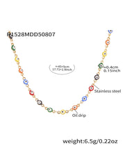 Enamel and Natural Agate Charm Necklace