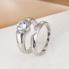 2-Piece Diamond Heart Ring Set